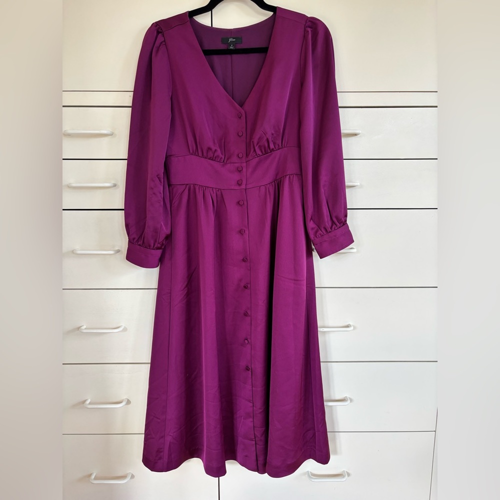 Vibrant Magenta Button-Front Women's Dress